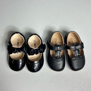 2 Pairs of Black Dress Shoes Size 5.5 Girls Toddlers Baby